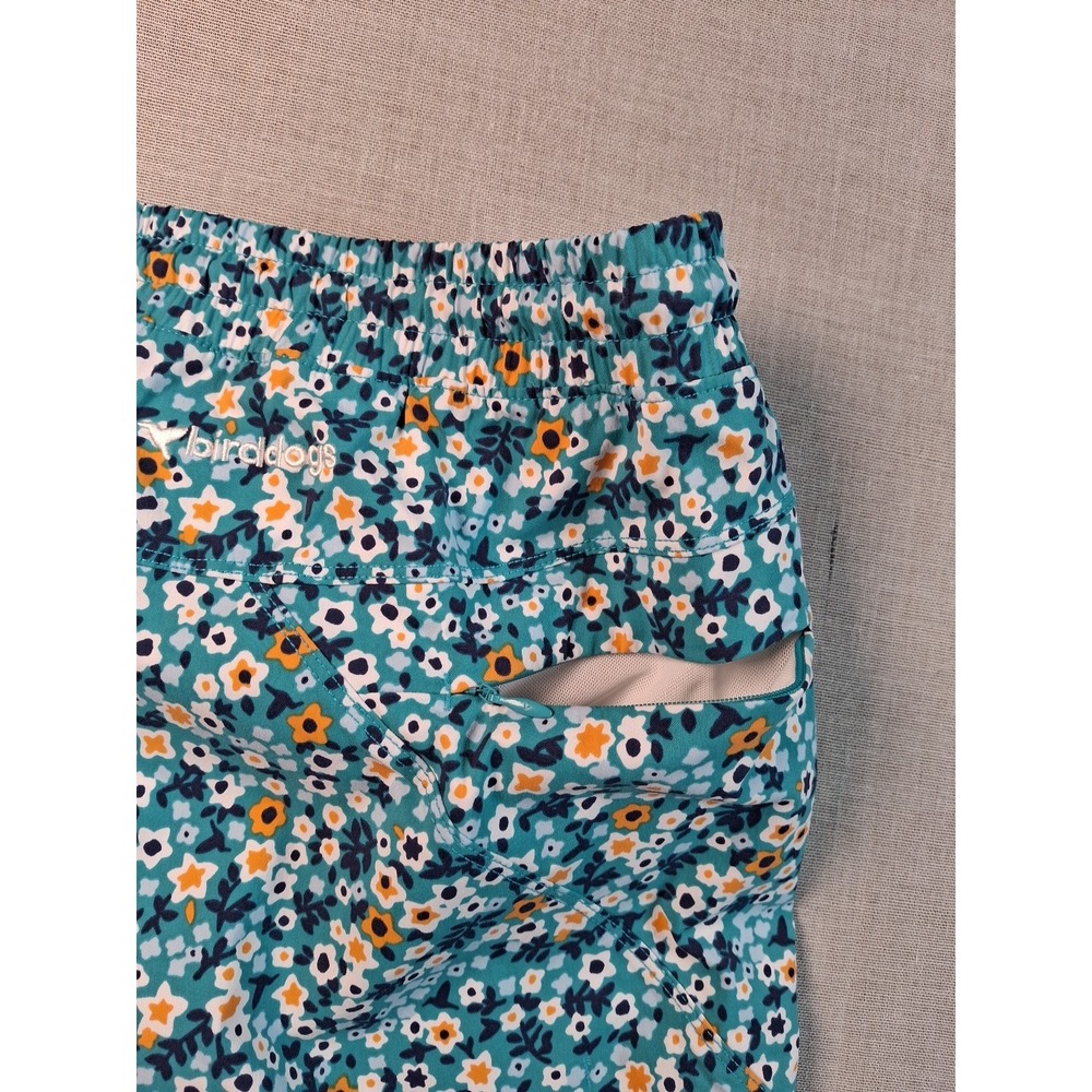 Birddogs Gym Shorts Men Medium Teal Floral Liner Drawstring Zipper Pockets 7in - Picture 9 of 16